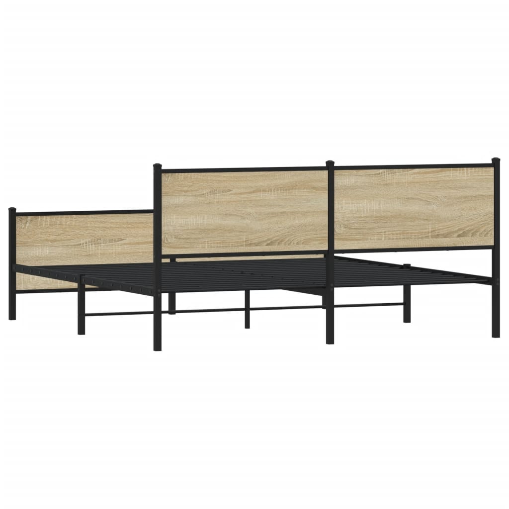 Bedframe zonder matras metaal sonoma eikenkleurig 183x213 cm is nu te koop bij PeponiXL, paradijselijk wonen!