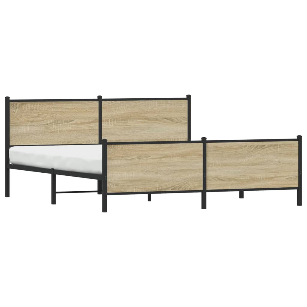 Bedframe zonder matras metaal sonoma eikenkleurig 193x203 cm is nu te koop bij PeponiXL, paradijselijk wonen!