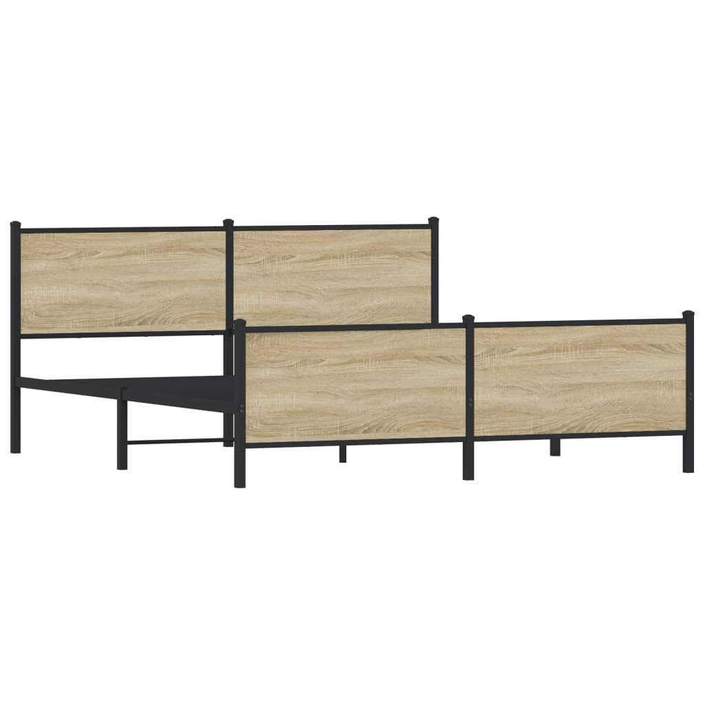 Bedframe zonder matras metaal sonoma eikenkleurig 193x203 cm is nu te koop bij PeponiXL, paradijselijk wonen!