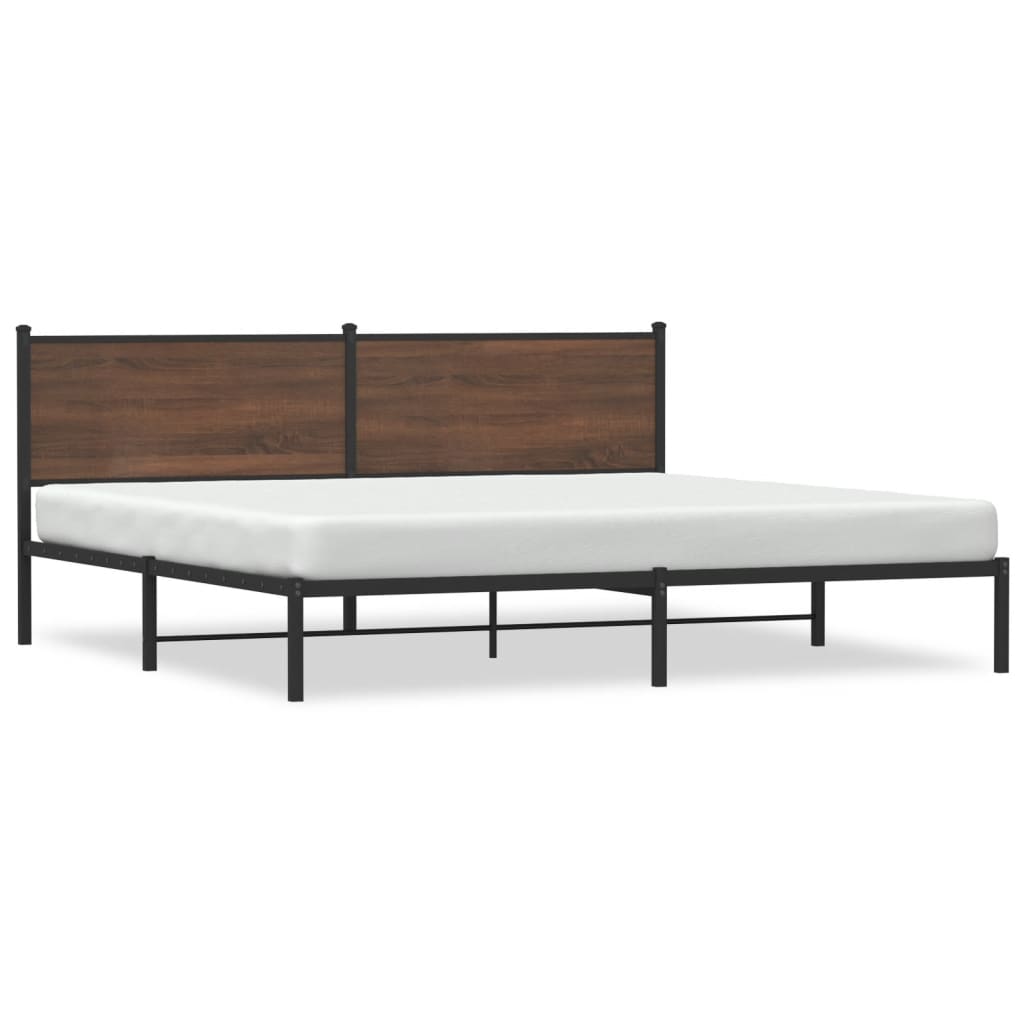 Bedframe zonder matras metaal bruin eikenkleurig 200x200 cm is nu te koop bij PeponiXL, paradijselijk wonen!