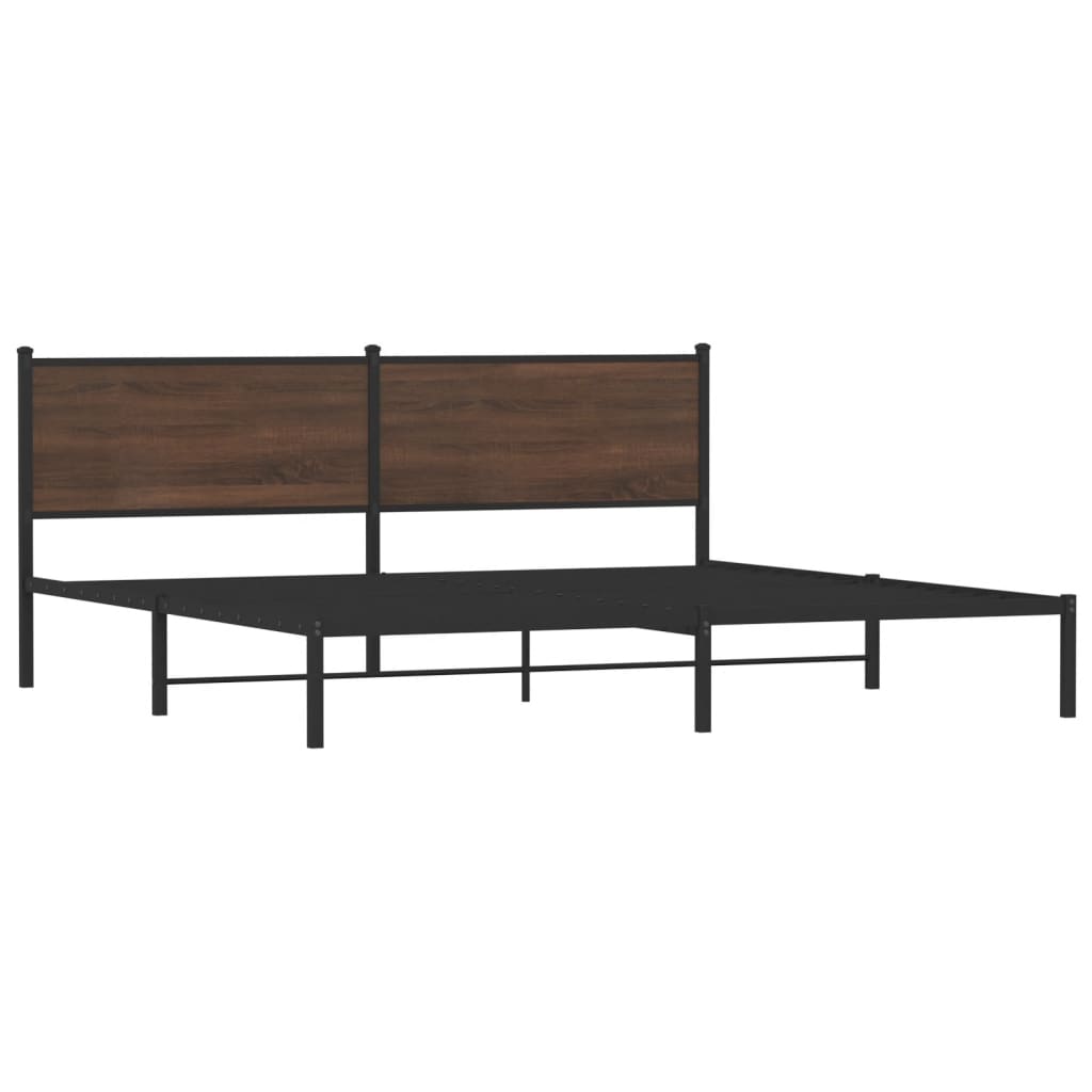 Bedframe zonder matras metaal bruin eikenkleurig 200x200 cm is nu te koop bij PeponiXL, paradijselijk wonen!