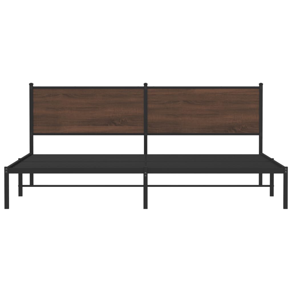 Bedframe zonder matras metaal bruin eikenkleurig 200x200 cm is nu te koop bij PeponiXL, paradijselijk wonen!