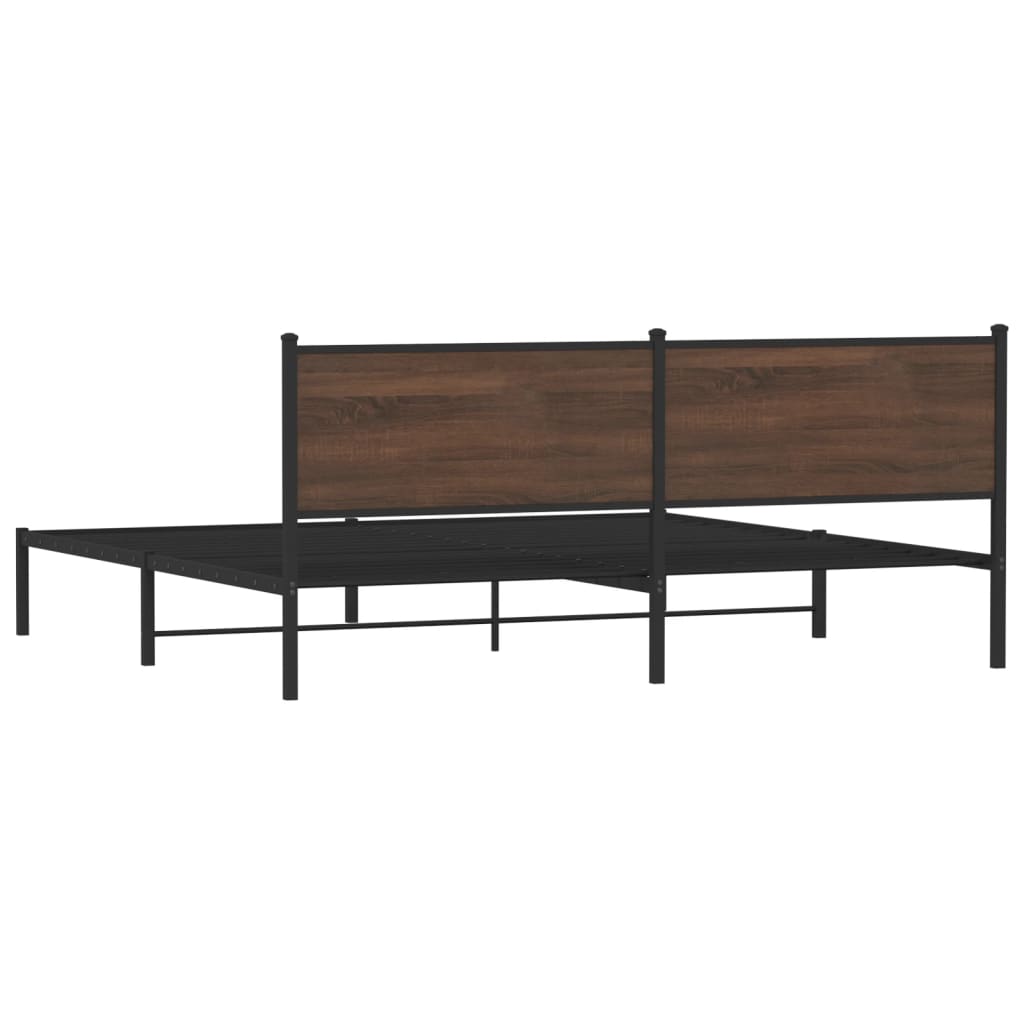 Bedframe zonder matras metaal bruin eikenkleurig 200x200 cm is nu te koop bij PeponiXL, paradijselijk wonen!