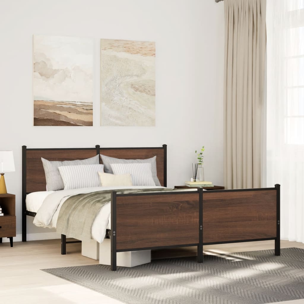 Bedframe zonder matras metaal bruin eikenkleurig 140x200 cm is nu te koop bij PeponiXL, paradijselijk wonen!