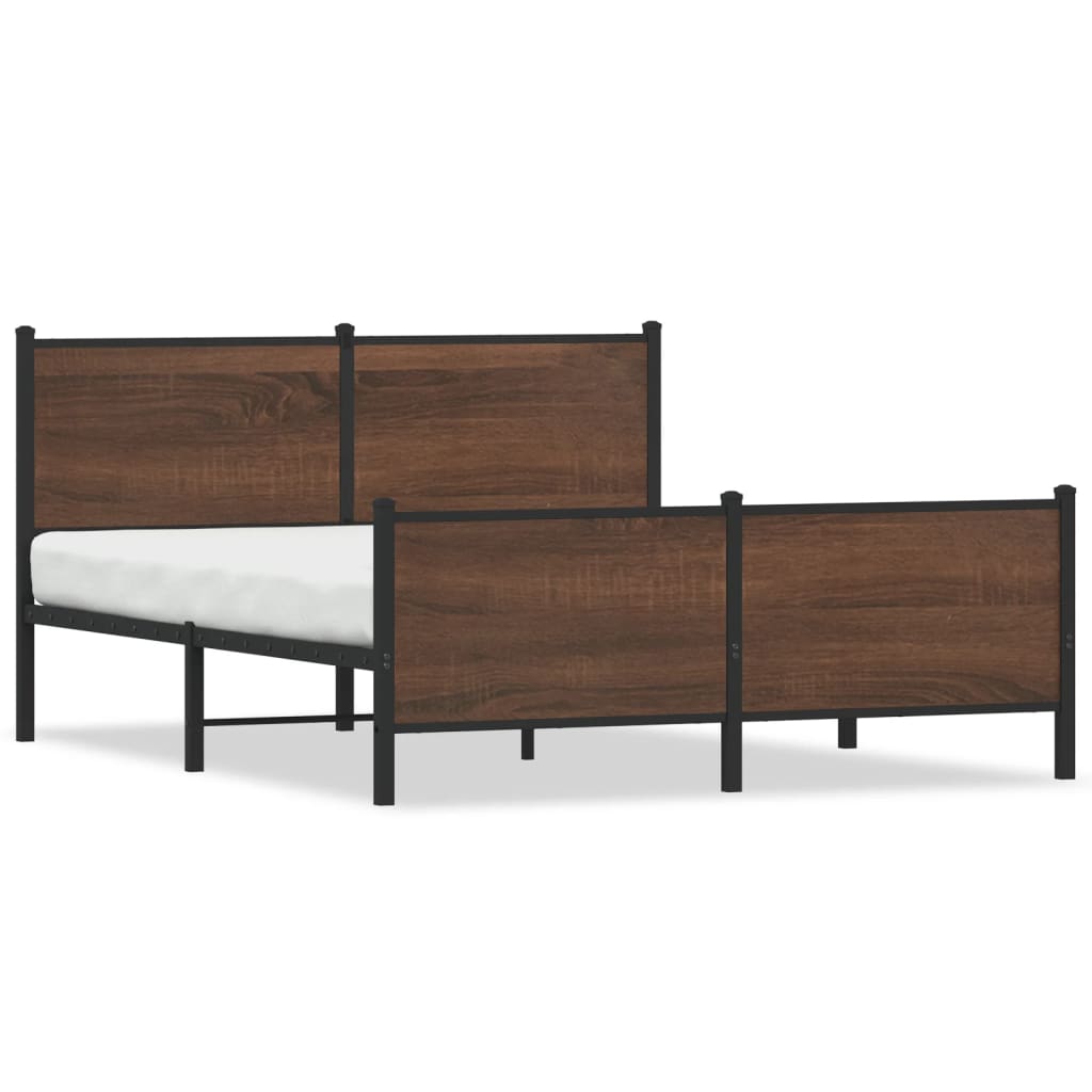 Bedframe zonder matras metaal bruin eikenkleurig 150x200 cm is nu te koop bij PeponiXL, paradijselijk wonen!