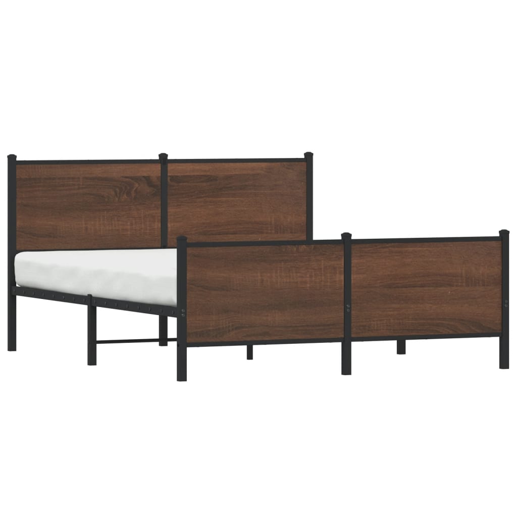 Bedframe zonder matras metaal bruin eikenkleurig 150x200 cm is nu te koop bij PeponiXL, paradijselijk wonen!