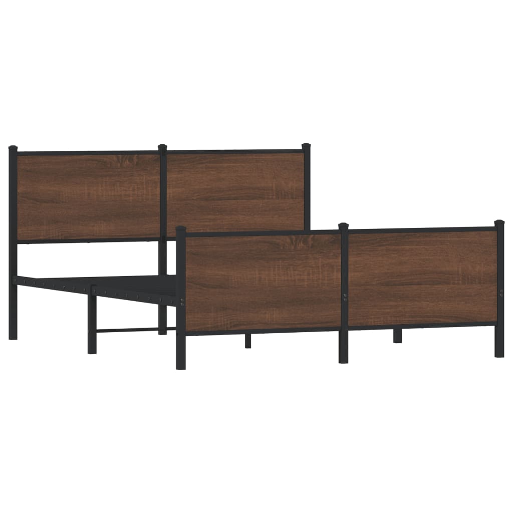 Bedframe zonder matras metaal bruin eikenkleurig 150x200 cm is nu te koop bij PeponiXL, paradijselijk wonen!