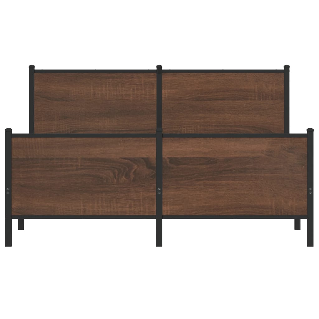 Bedframe zonder matras metaal bruin eikenkleurig 150x200 cm is nu te koop bij PeponiXL, paradijselijk wonen!