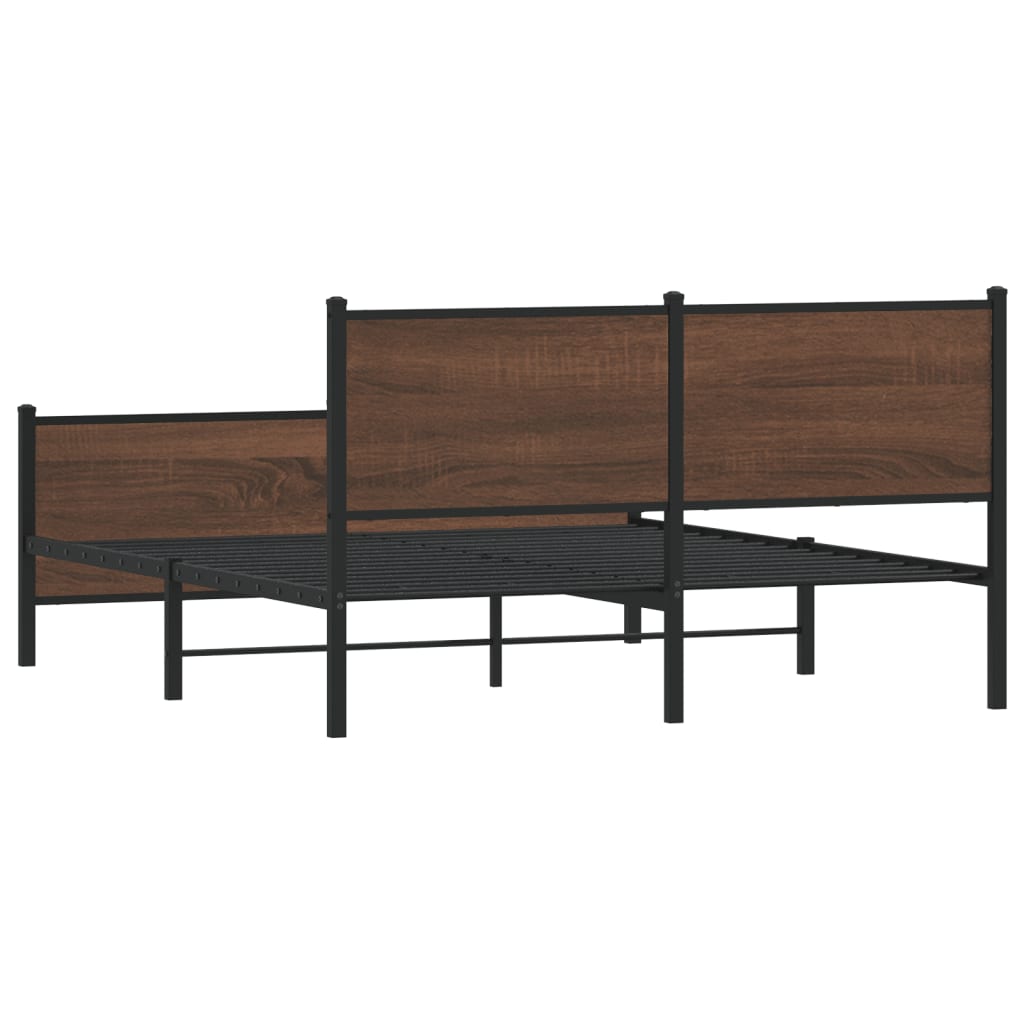 Bedframe zonder matras metaal bruin eikenkleurig 160x200 cm is nu te koop bij PeponiXL, paradijselijk wonen!
