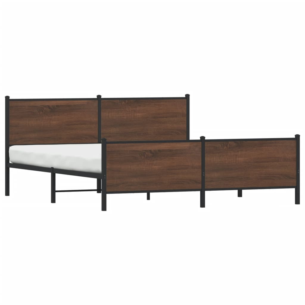 Bedframe zonder matras metaal bruin eikenkleur 183x213 cm is nu te koop bij PeponiXL, paradijselijk wonen!