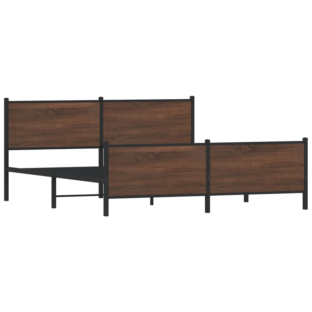 Bedframe zonder matras metaal bruin eikenkleur 183x213 cm is nu te koop bij PeponiXL, paradijselijk wonen!