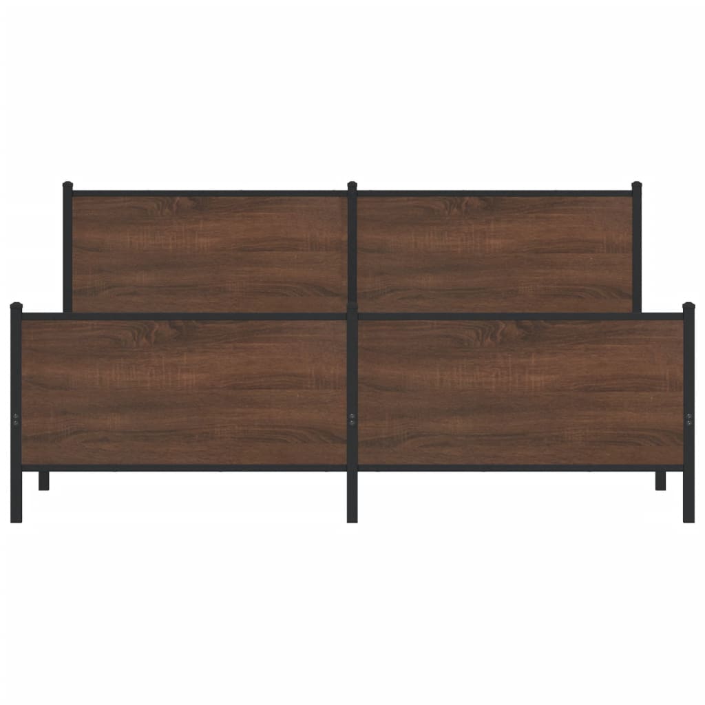 Bedframe zonder matras metaal bruin eikenkleur 183x213 cm is nu te koop bij PeponiXL, paradijselijk wonen!