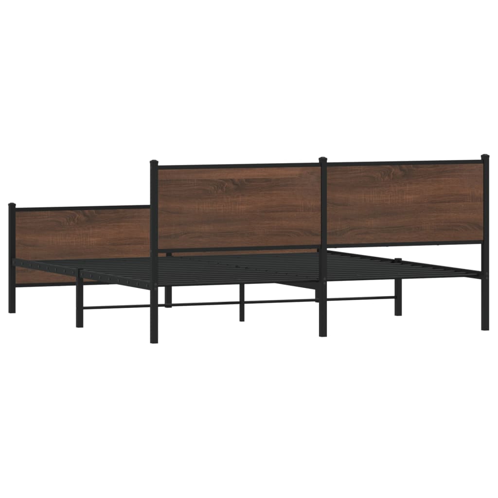 Bedframe zonder matras metaal bruin eikenkleur 183x213 cm is nu te koop bij PeponiXL, paradijselijk wonen!