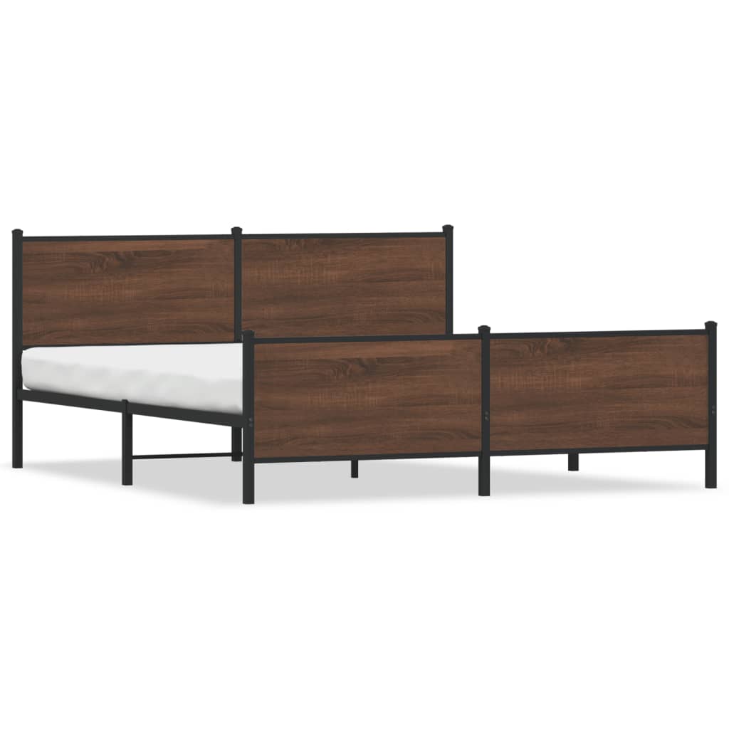 Bedframe zonder matras metaal bruin eikenkleur 193x203 cm is nu te koop bij PeponiXL, paradijselijk wonen!