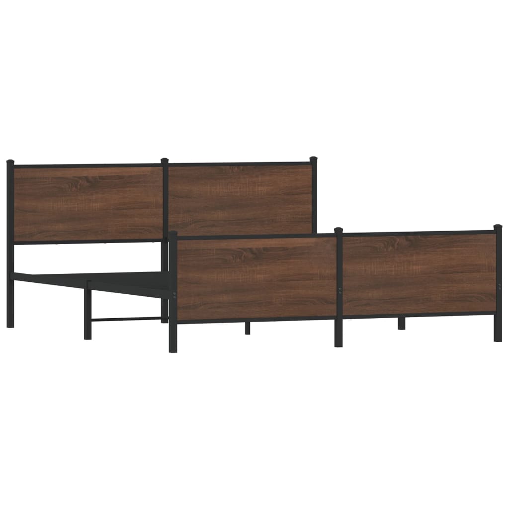 Bedframe zonder matras metaal bruin eikenkleurig 200x200 cm is nu te koop bij PeponiXL, paradijselijk wonen!