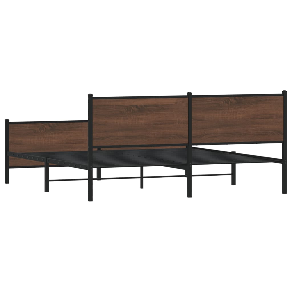 Bedframe zonder matras metaal bruin eikenkleurig 200x200 cm is nu te koop bij PeponiXL, paradijselijk wonen!