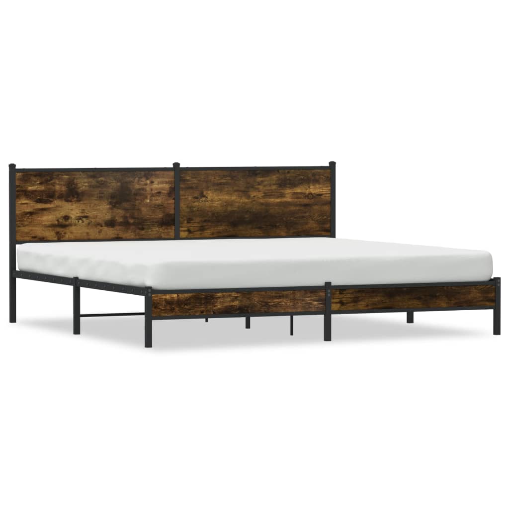 Bedframe zonder matras metaal gerookt eikenkleurig 193x203 cm is nu te koop bij PeponiXL, paradijselijk wonen!