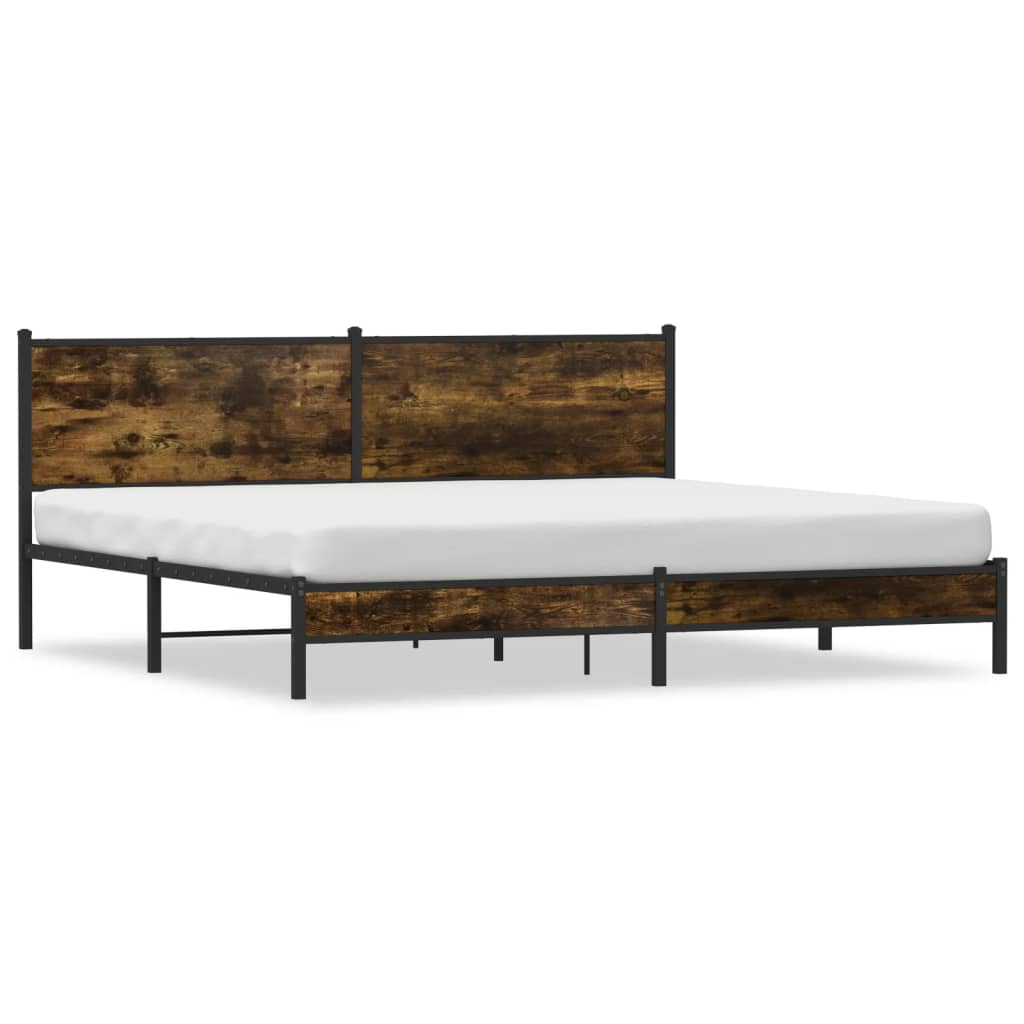 Bedframe zonder matras metaal gerookt eikenkleurig 200x200 cm is nu te koop bij PeponiXL, paradijselijk wonen!