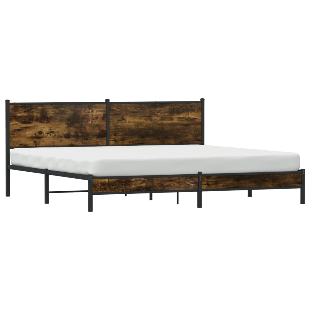 Bedframe zonder matras metaal gerookt eikenkleurig 200x200 cm is nu te koop bij PeponiXL, paradijselijk wonen!