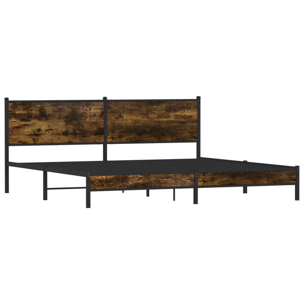 Bedframe zonder matras metaal gerookt eikenkleurig 200x200 cm is nu te koop bij PeponiXL, paradijselijk wonen!