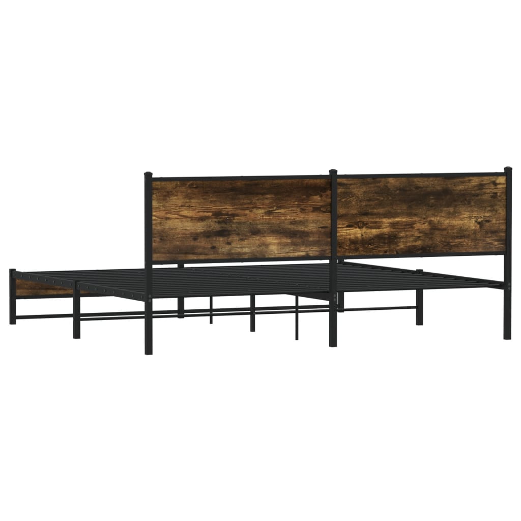 Bedframe zonder matras metaal gerookt eikenkleurig 200x200 cm is nu te koop bij PeponiXL, paradijselijk wonen!