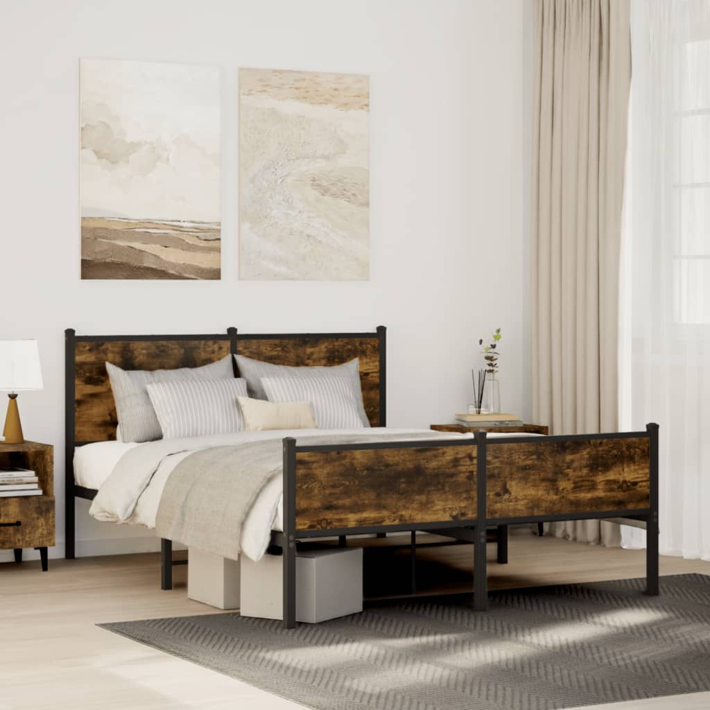 Bedframe zonder matras metaal gerookt eikenkleurig 150x200 cm is nu te koop bij PeponiXL, paradijselijk wonen!