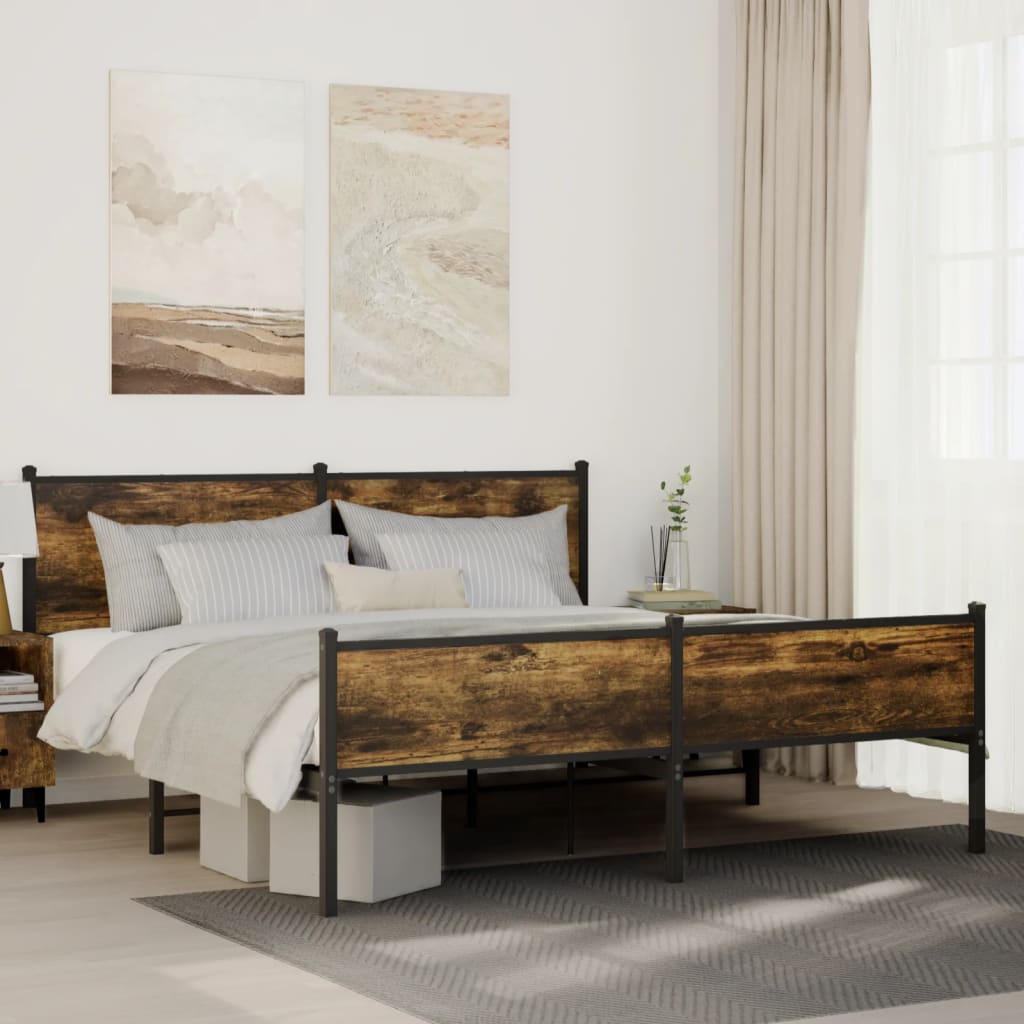 Bedframe zonder matras metaal gerookt eikenkleurig 160x200 cm is nu te koop bij PeponiXL, paradijselijk wonen!