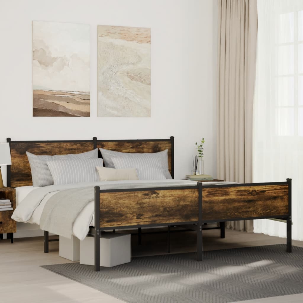 Bedframe zonder matras metaal gerookt eikenkleurig 160x200 cm is nu te koop bij PeponiXL, paradijselijk wonen!