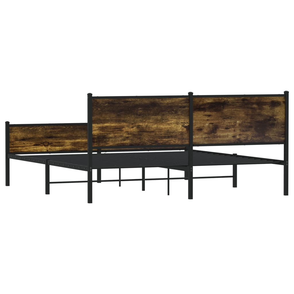 Bedframe zonder matras metaal gerookt eikenkleurig 183x213 cm is nu te koop bij PeponiXL, paradijselijk wonen!