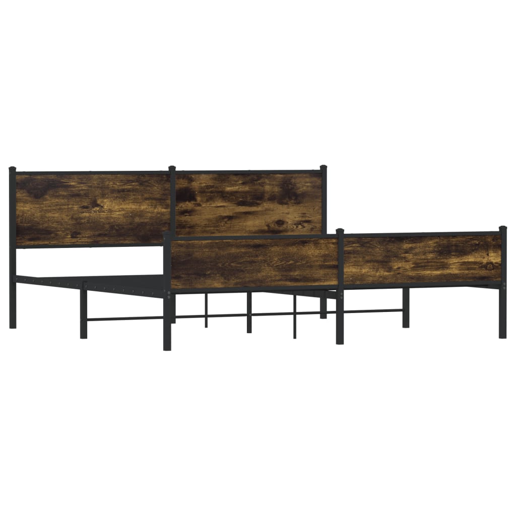Bedframe zonder matras metaal gerookt eikenkleurig 193x203 cm is nu te koop bij PeponiXL, paradijselijk wonen!