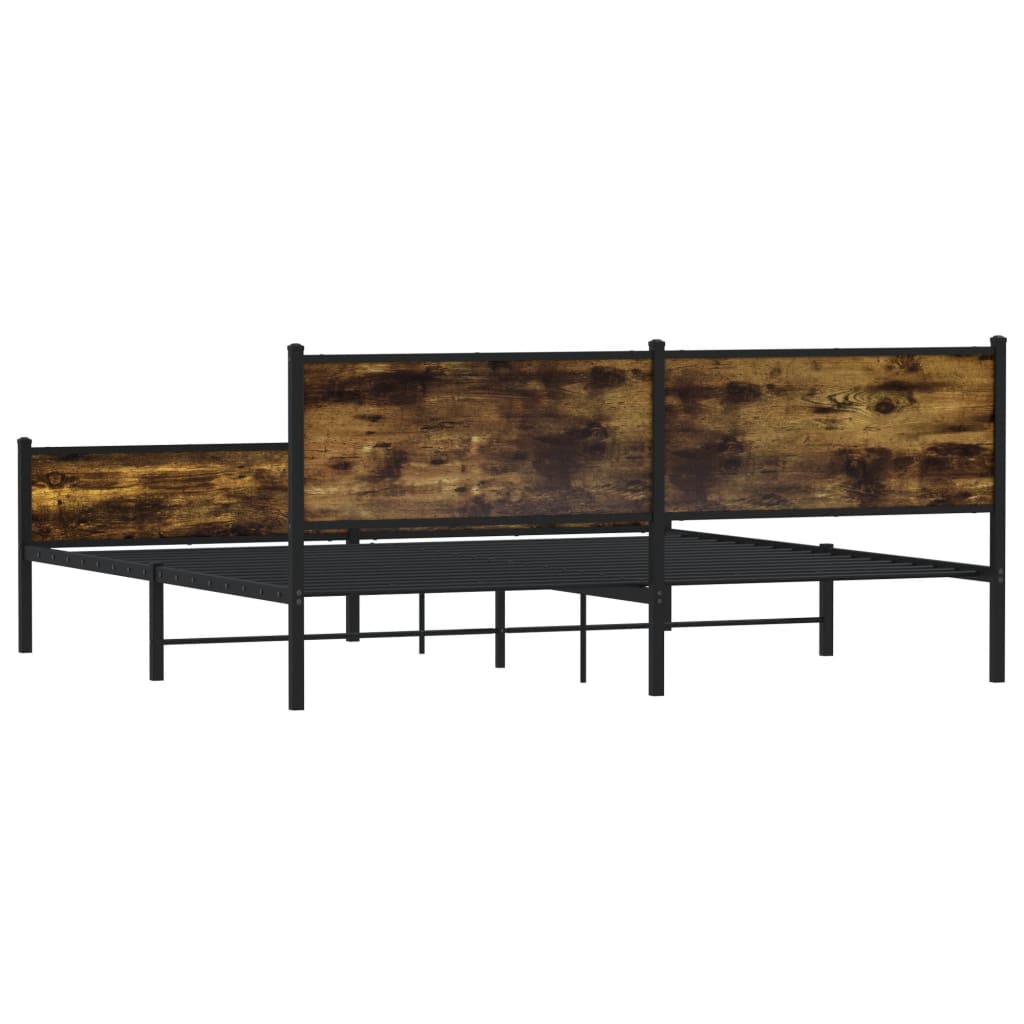 Bedframe zonder matras metaal gerookt eikenkleurig 193x203 cm is nu te koop bij PeponiXL, paradijselijk wonen!