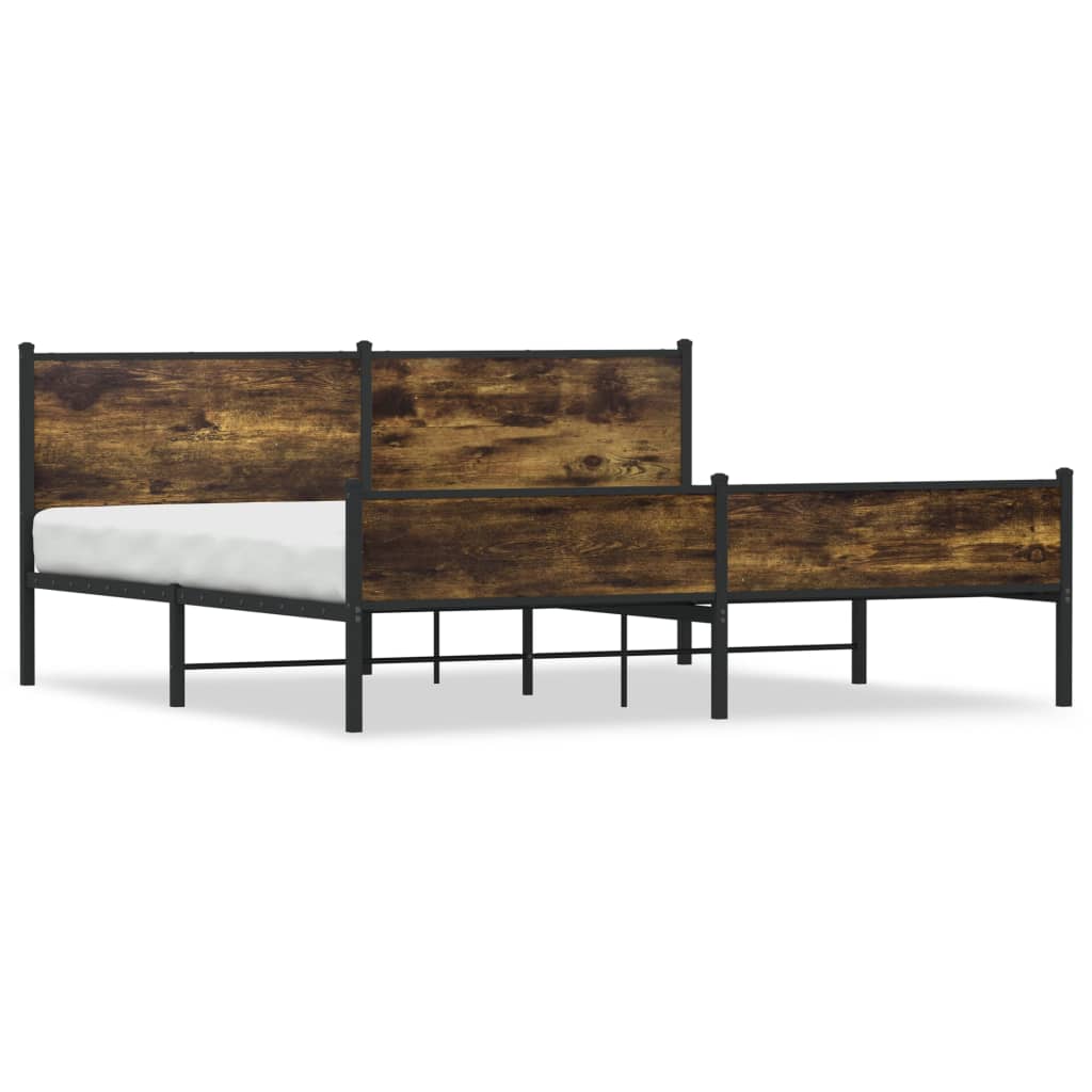 Bedframe zonder matras metaal gerookt eikenkleurig 200x200 cm is nu te koop bij PeponiXL, paradijselijk wonen!