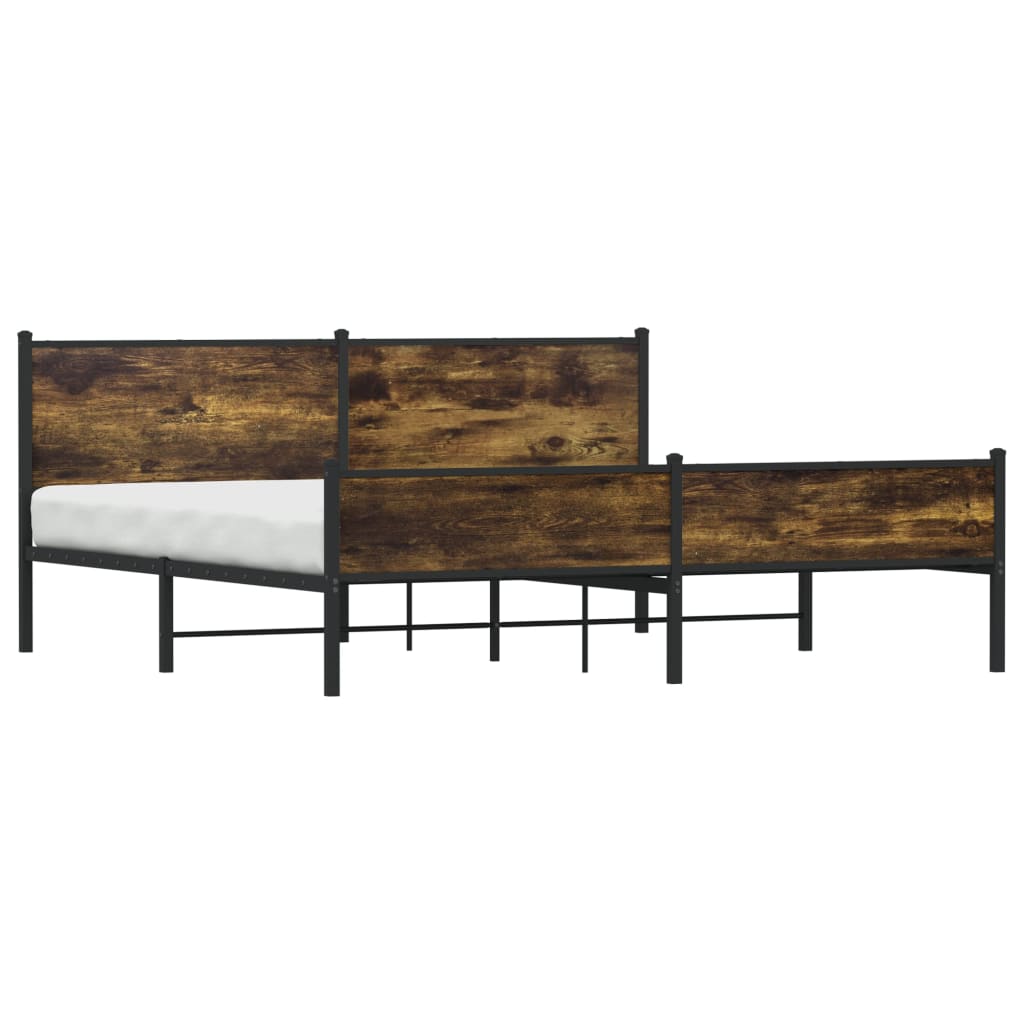 Bedframe zonder matras metaal gerookt eikenkleurig 200x200 cm is nu te koop bij PeponiXL, paradijselijk wonen!