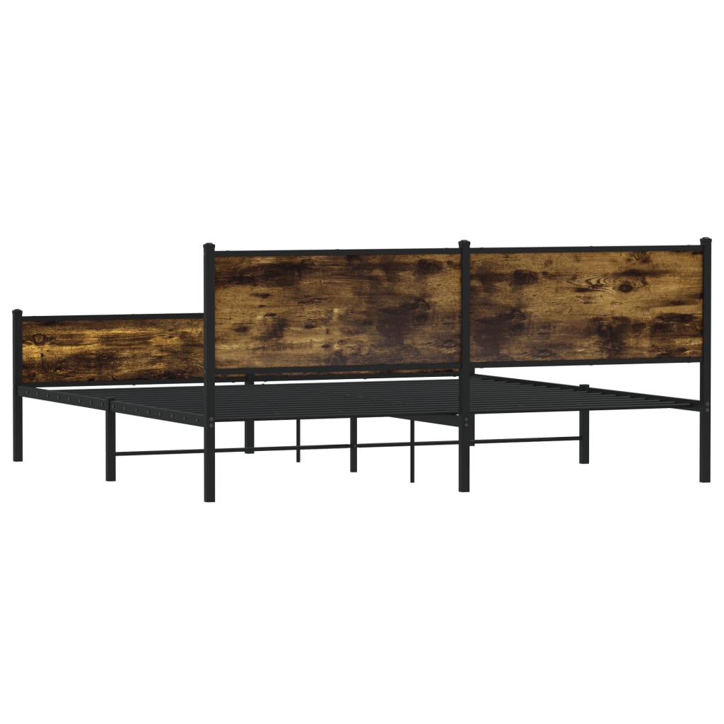Bedframe zonder matras metaal gerookt eikenkleurig 200x200 cm is nu te koop bij PeponiXL, paradijselijk wonen!