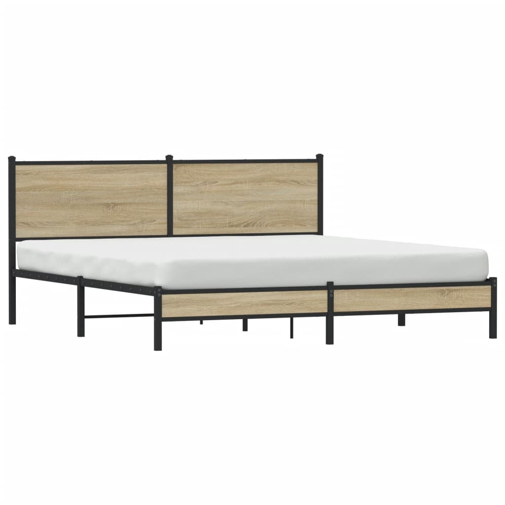 Bedframe zonder matras metaal sonoma eikenkleurig 180x200 cm is nu te koop bij PeponiXL, paradijselijk wonen!