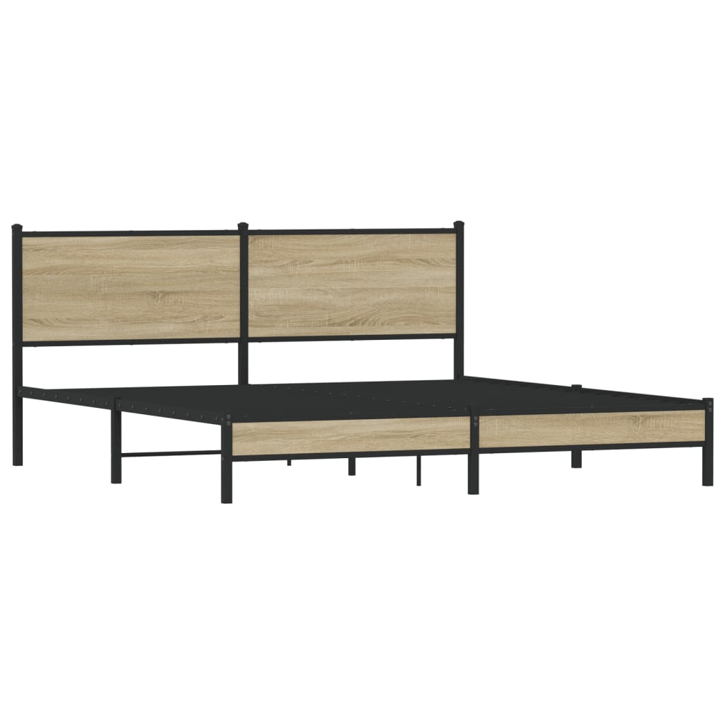Bedframe zonder matras metaal sonoma eikenkleurig 183x213 cm is nu te koop bij PeponiXL, paradijselijk wonen!
