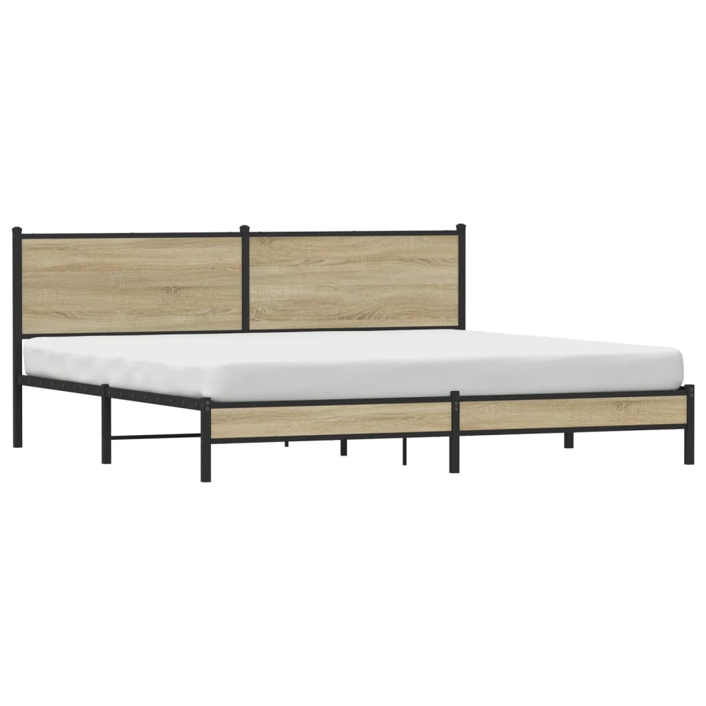 Bedframe zonder matras metaal sonoma eikenkleurig 193x203 cm is nu te koop bij PeponiXL, paradijselijk wonen!