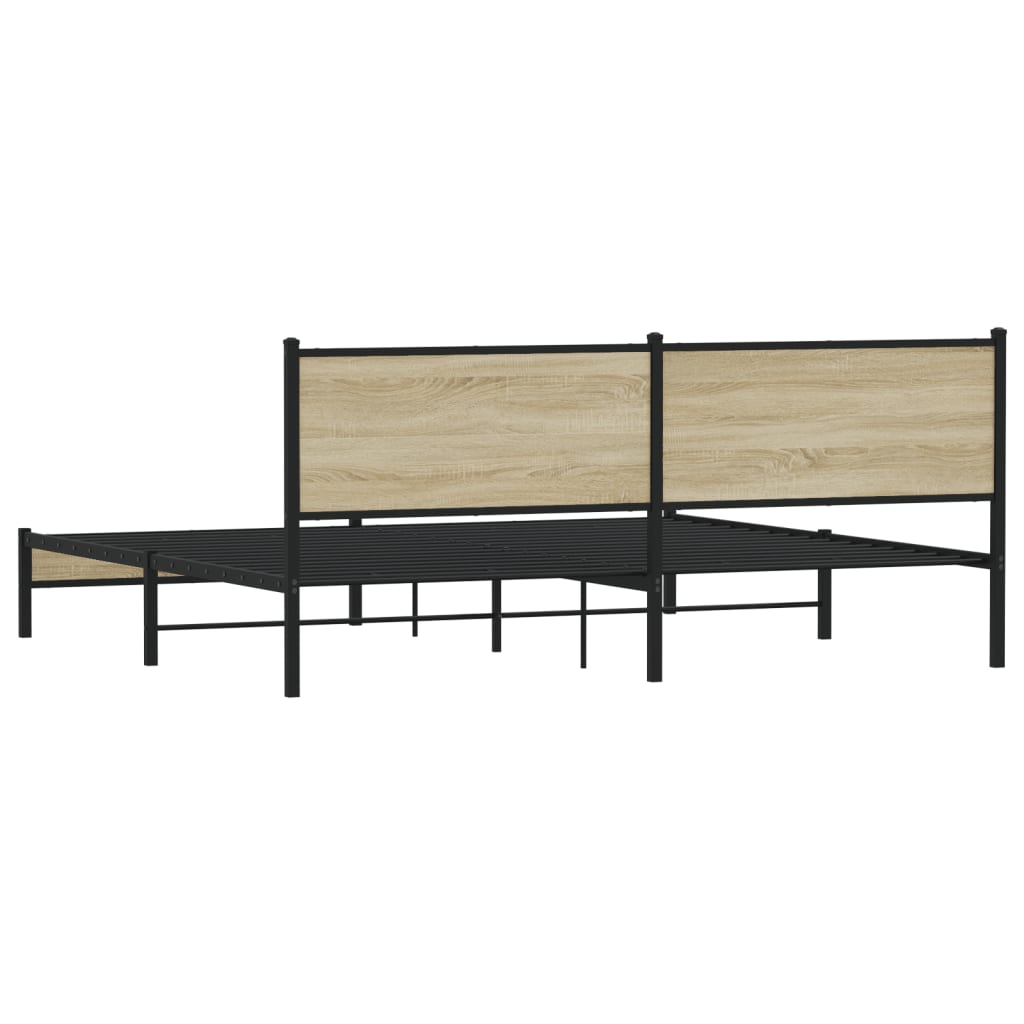 Bedframe zonder matras metaal sonoma eikenkleurig 193x203 cm is nu te koop bij PeponiXL, paradijselijk wonen!