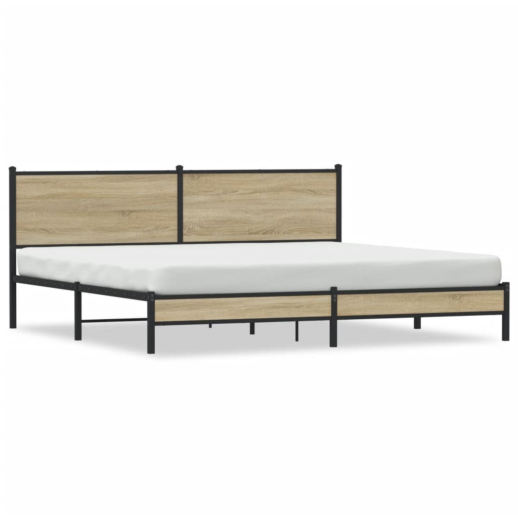 Bedframe zonder matras metaal sonoma eikenkleur 200x200 cm is nu te koop bij PeponiXL, paradijselijk wonen!