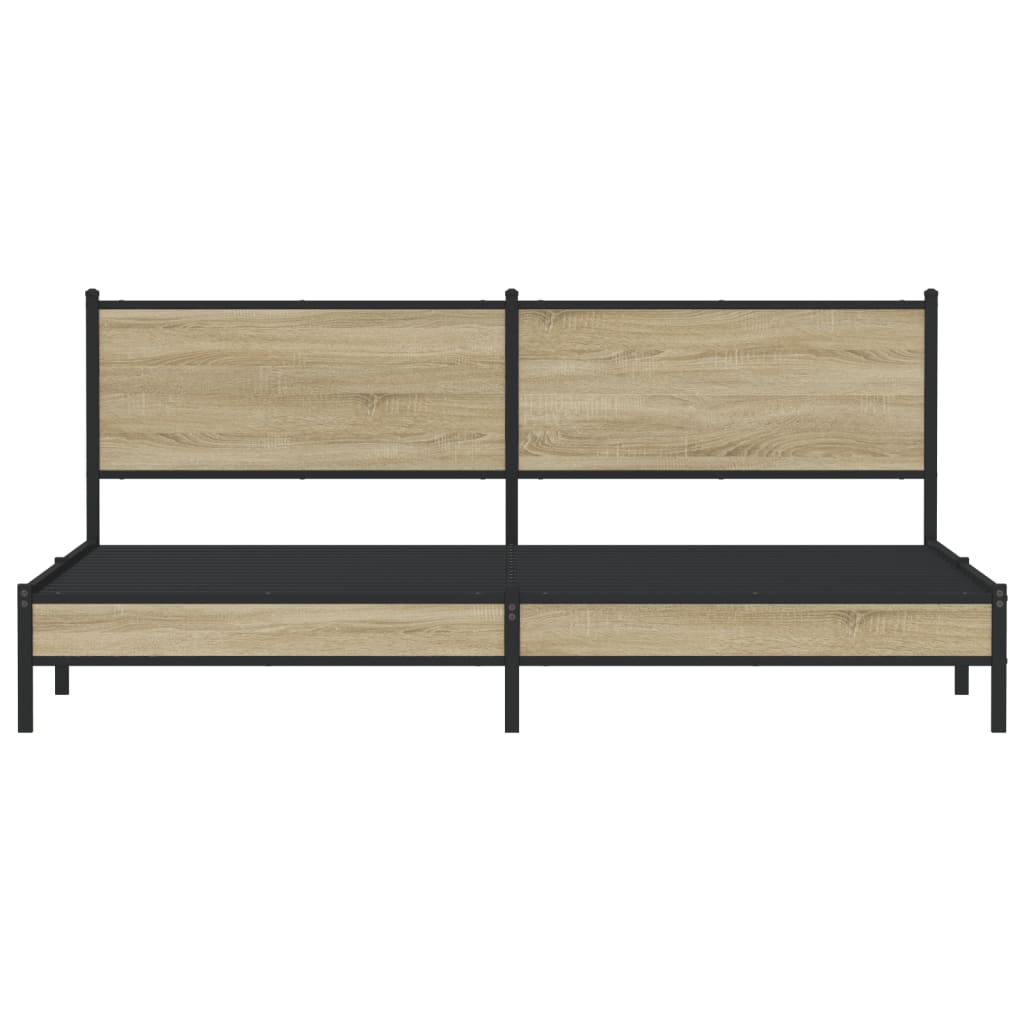 Bedframe zonder matras metaal sonoma eikenkleur 200x200 cm is nu te koop bij PeponiXL, paradijselijk wonen!