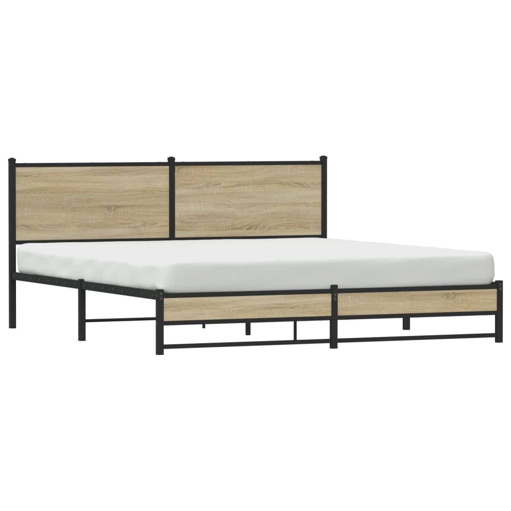 Bedframe zonder matras metaal sonoma eikenkleurig 180x200 cm is nu te koop bij PeponiXL, paradijselijk wonen!