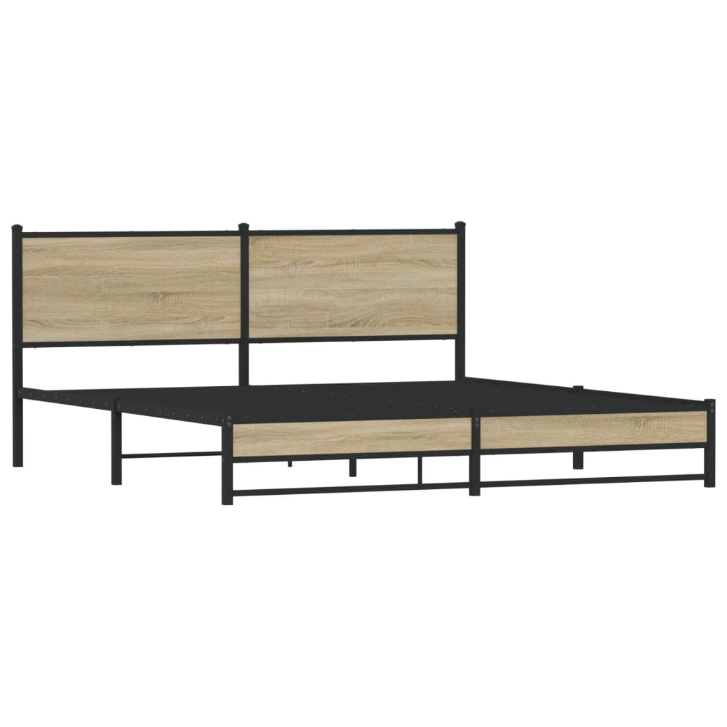 Bedframe zonder matras metaal sonoma eikenkleurig 183x213 cm is nu te koop bij PeponiXL, paradijselijk wonen!