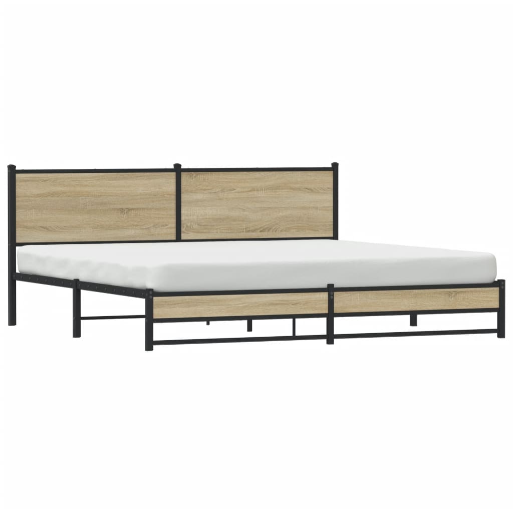 Bedframe zonder matras metaal sonoma eikenkleurig 193x203 cm is nu te koop bij PeponiXL, paradijselijk wonen!