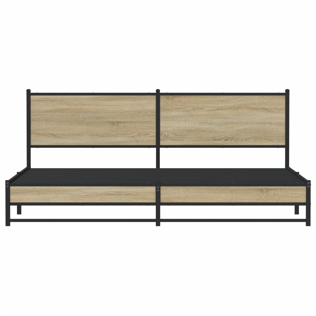 Bedframe zonder matras metaal sonoma eikenkleurig 193x203 cm is nu te koop bij PeponiXL, paradijselijk wonen!