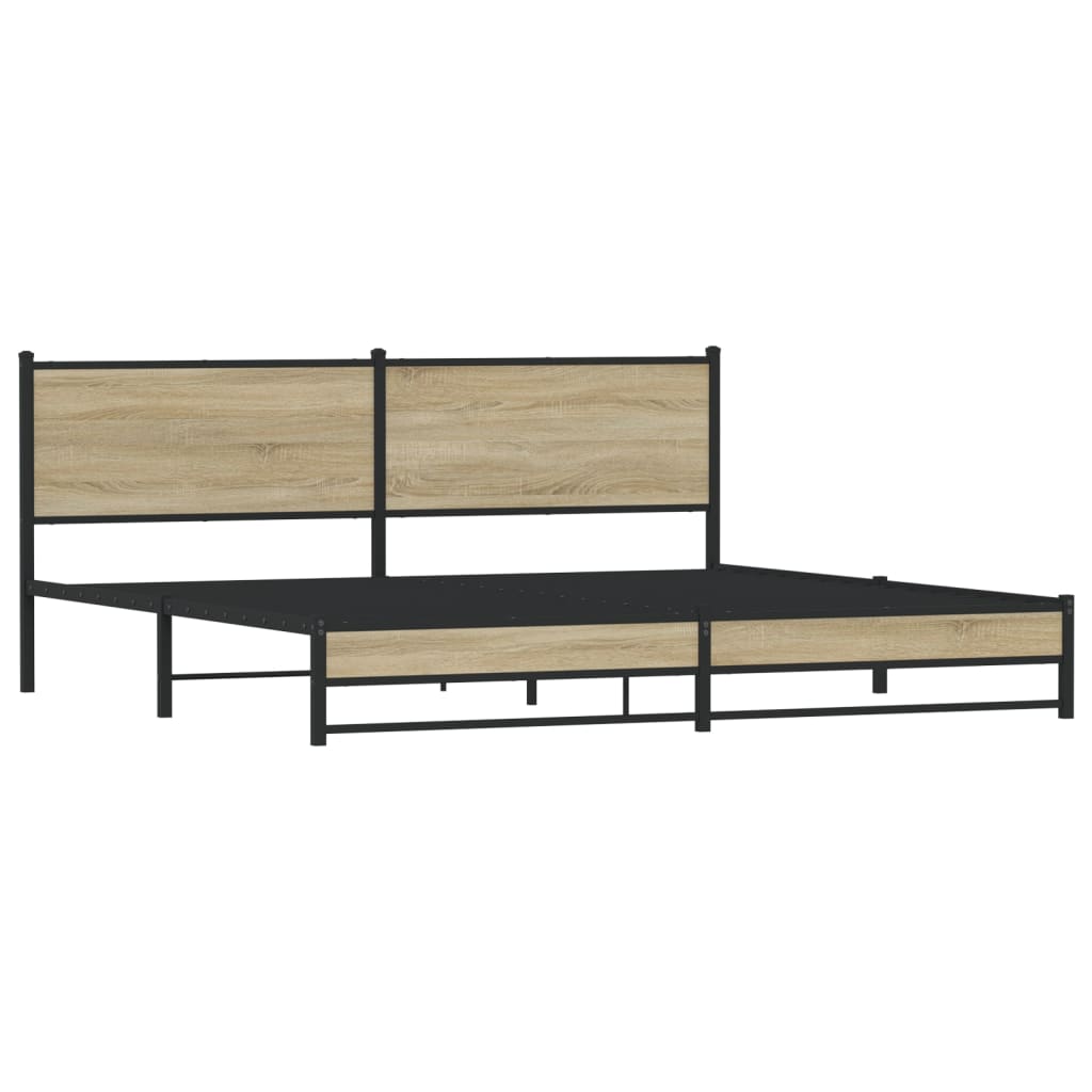 Bedframe zonder matras metaal sonoma eikenkleur 200x200 cm is nu te koop bij PeponiXL, paradijselijk wonen!