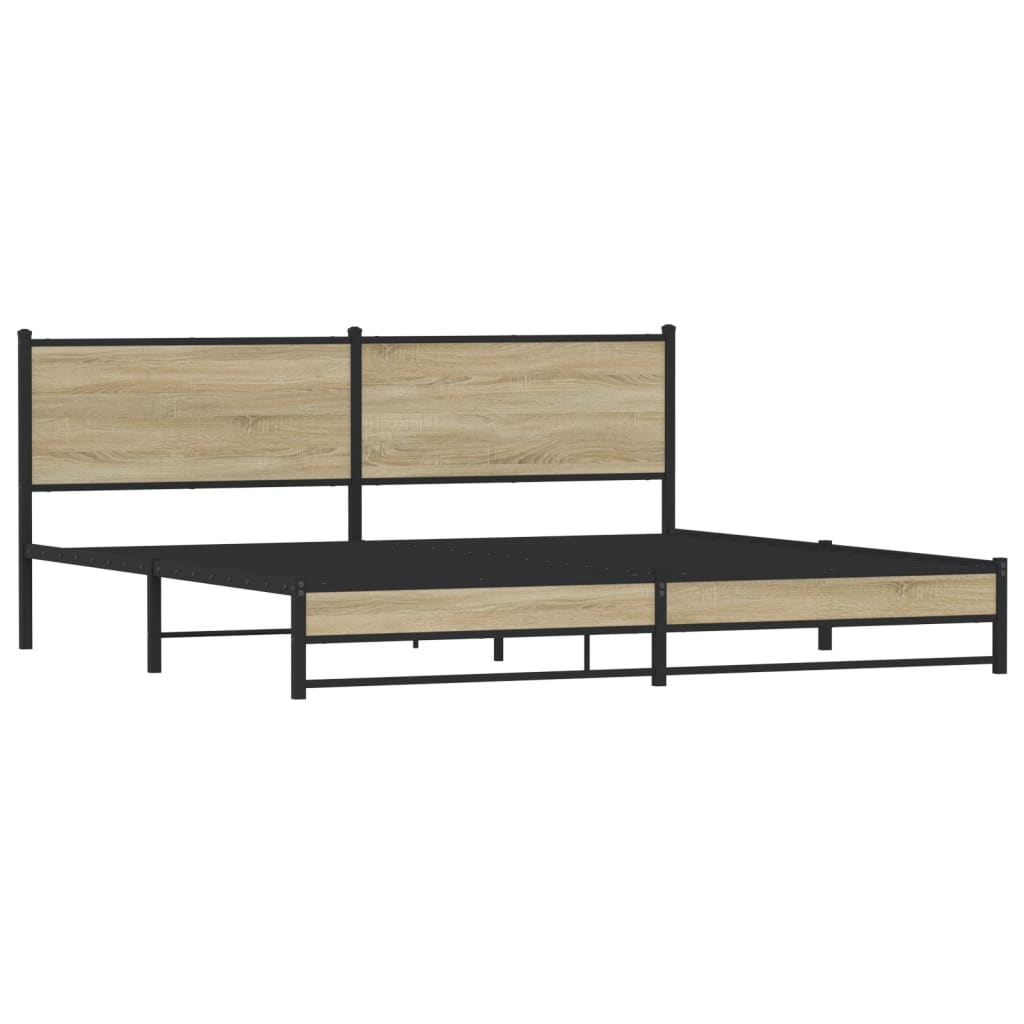 Bedframe zonder matras metaal sonoma eikenkleur 200x200 cm is nu te koop bij PeponiXL, paradijselijk wonen!
