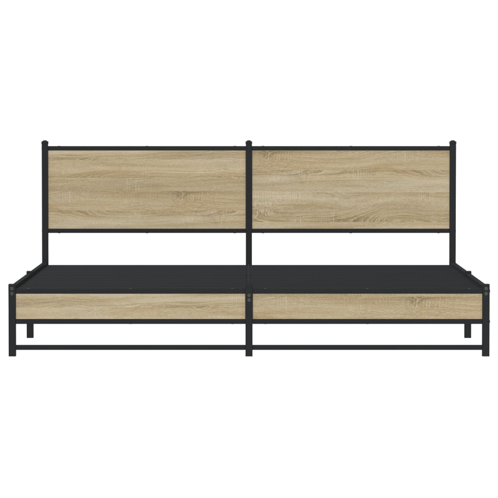 Bedframe zonder matras metaal sonoma eikenkleur 200x200 cm is nu te koop bij PeponiXL, paradijselijk wonen!