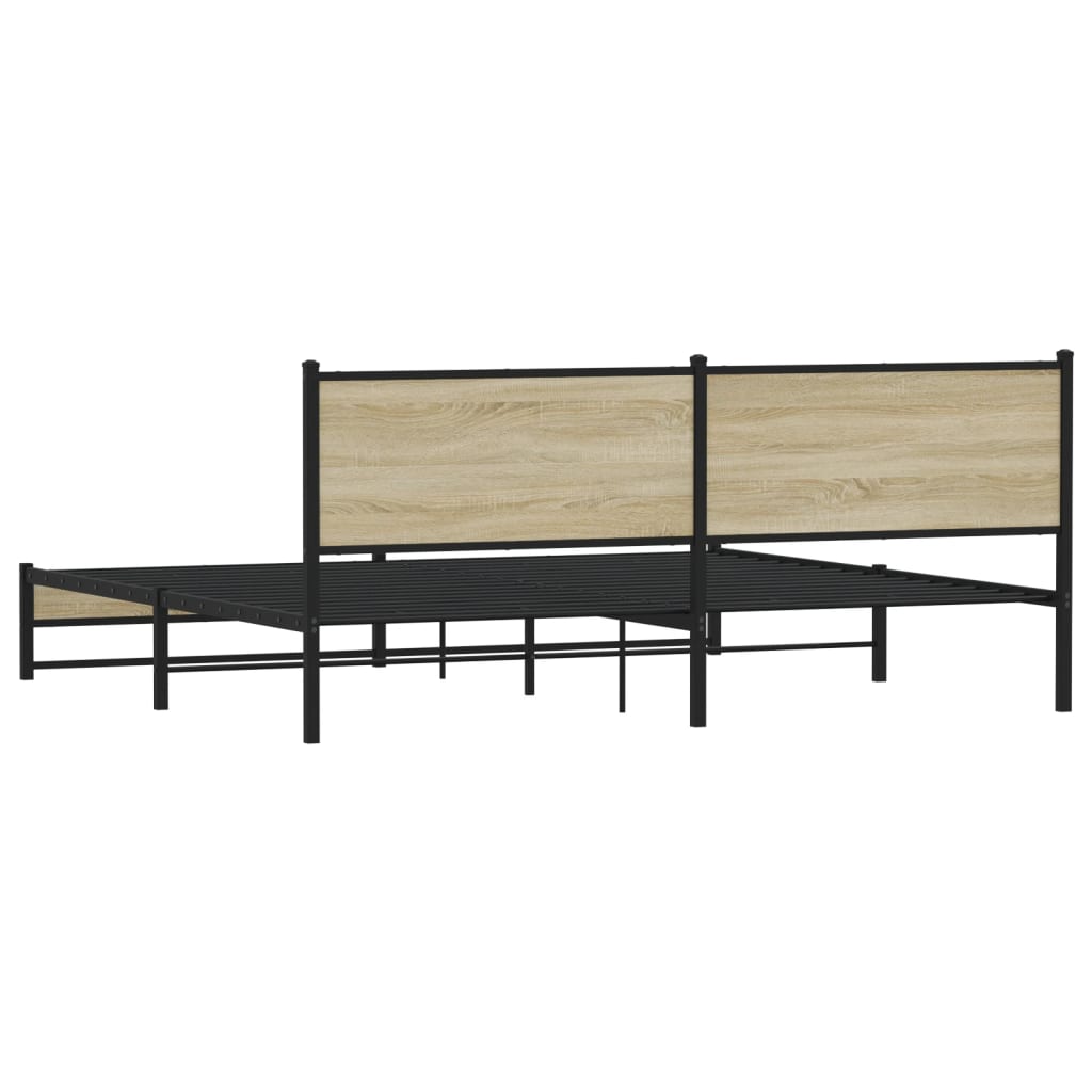 Bedframe zonder matras metaal sonoma eikenkleur 200x200 cm is nu te koop bij PeponiXL, paradijselijk wonen!