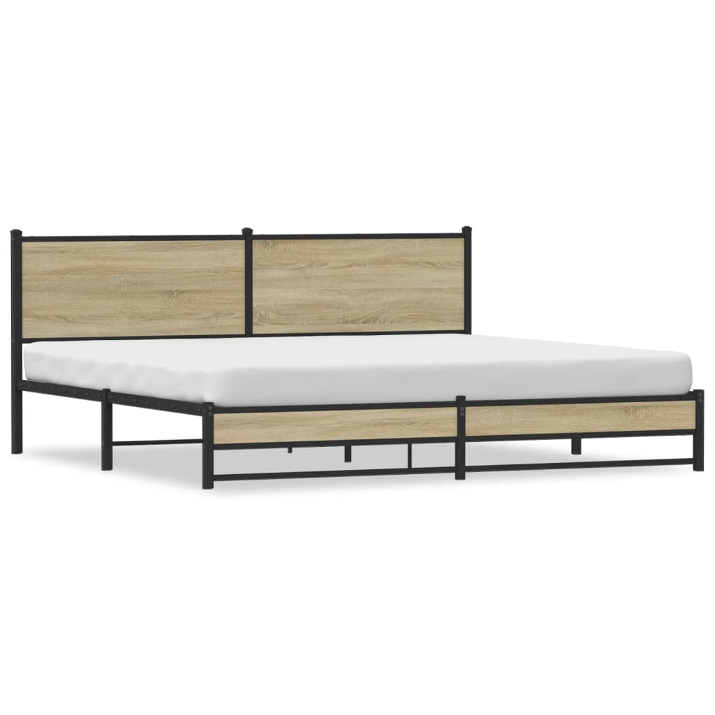 Bedframe zonder matras metaal sonoma eikenkleur 200x200 cm is nu te koop bij PeponiXL, paradijselijk wonen!