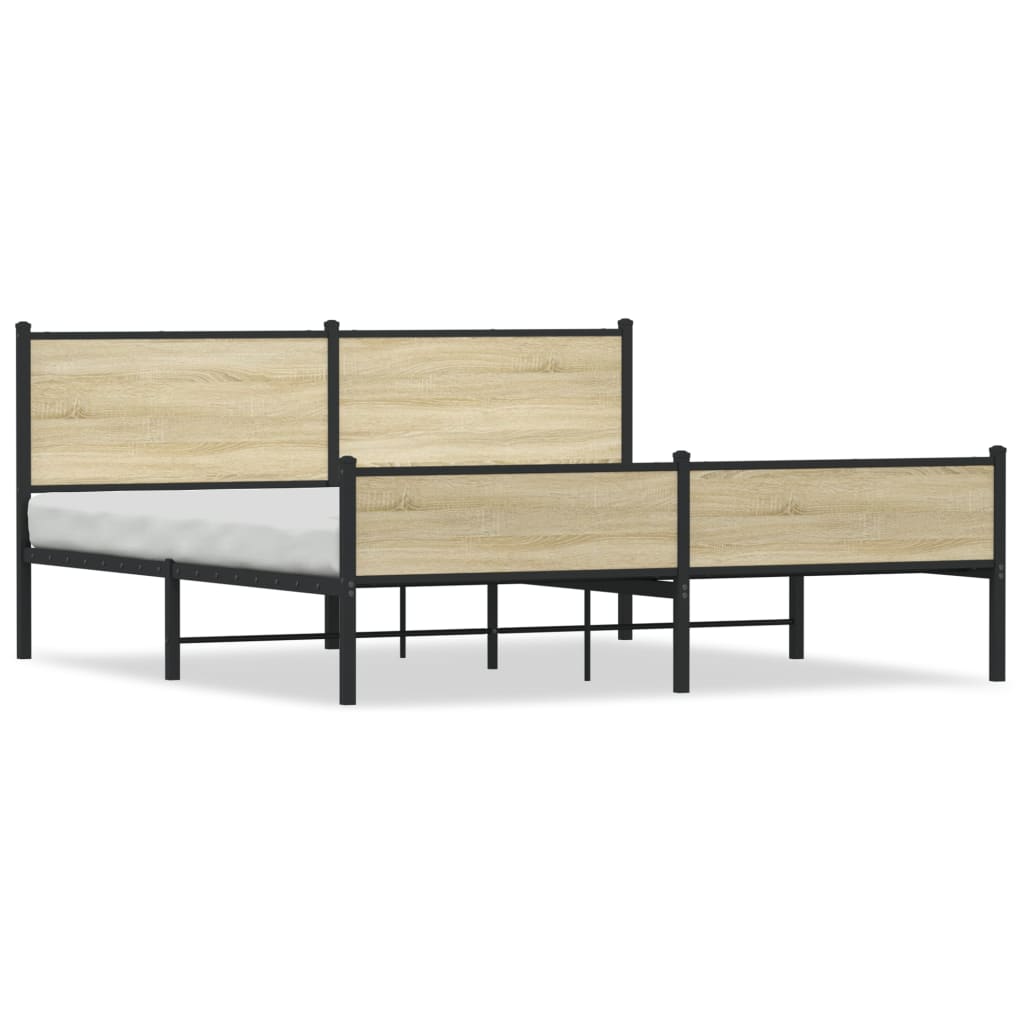 Bedframe zonder matras metaal sonoma eikenkleurig 160x200 cm is nu te koop bij PeponiXL, paradijselijk wonen!